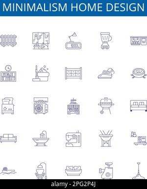 Minimalismus Home Design Linienzeichen Set. Design Kollektion von minimalistisch, Home, Design, modern, simplicity, Struktur, klare, kreative Kontur Stock Vektor