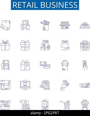 Symbole für Geschäftsbereiche im Einzelhandel. Designkollektion von Einzelhandel, Geschäft, Geschäft, Markt, Shopping, Einkaufszentrum, Merchandise, Einkaufszentrum Stock Vektor