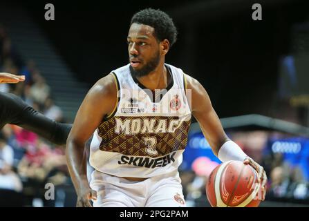 Jordan Loyd of AS Monaco während des French Cup, Top 8, Halbfinale Basketballspiel zwischen Le Mans Sarthe Basket und AS Monaco am 19. März 2023 in der Arena Loire in Trelaze, Frankreich - Foto Laurent Lairys/DPPI Credit: DPPI Media/Alamy Live News Stockfoto