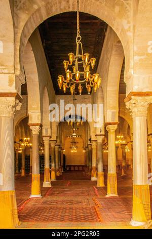 Die große Moschee von Kairouan. Eine verehrte religiöse Stätte in Tunesien. Nordafrika Stockfoto