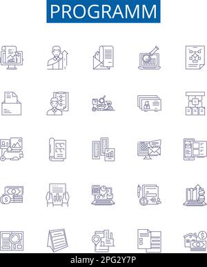 Symbole der Programmzeile Zeichen eingestellt. Designsammlung von Programm, Programmierung, Software, Routine, Algorithmus, Logik, Syntax, Compiler Outline Concept Vector Stock Vektor