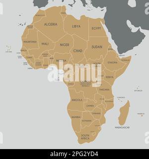 Politische Afrika Karte Vektordarstellung. Bearbeitbare und deutlich beschriftete Ebenen. Stock Vektor