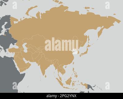 Politische leere asiatische Kartenvektordarstellung. Bearbeitbare und deutlich beschriftete Ebenen. Stock Vektor