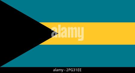 Die Vektordarstellung der Bahamas-Flagge. Nationale Flagge der Bahamas. Stock Vektor