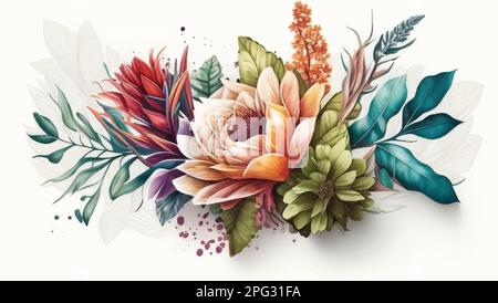 Aquarelle Blumen. Vektordarstellung auf weißem Hintergrund. Stock Vektor