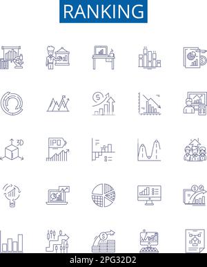 Symbole für die Rangfolge der Linien Zeichen wurden festgelegt. Design-Sammlung von Ranking, Rank, Place, Position, Order, Konzeptdarstellungen für Bewertung, Klassifizierung, Gliederung bewerten Stock Vektor