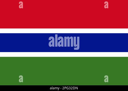 Nationale Gambia-Flagge, offizielle Farben und richtige Proportionen. Gambia-Flagge. Vektordarstellung. EPS10 Stock Vektor