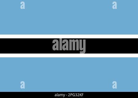 Nationalflagge Botswanas, offizielle Farben und richtige Proportionen. Botsuana-Flagge. Vektordarstellung. EPS10 Stock Vektor