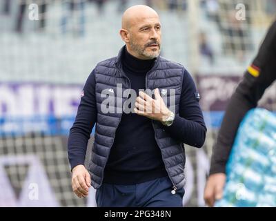 Vincenzo Italiano trainiert Fiorentina während des Spiels ACF Fiorentina gegen US Lecce, italienisches Fußballspiel Serie A in Florenz, Italien, März 19 2023 Stockfoto