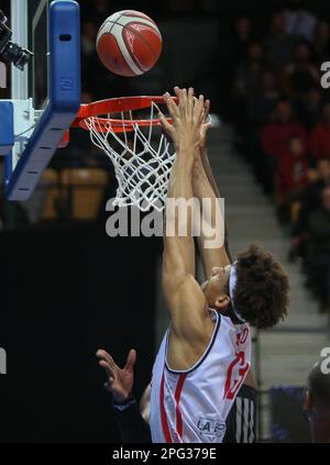 Trelaze, Frankreich. 20. März 2023. Neal SAKO von Cholet Basket während des French Cup, Top 8, Viertelfinale Basketballspiels zwischen LDLC ASVEL und Cholet Basket am 18. März 2023 in der Arena Loire in Trelaze, Frankreich. Foto: Laurent Lairys/ABACAPRESS.COM Kredit: Abaca Press/Alamy Live News Stockfoto