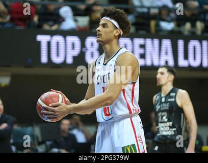 Trelaze, Frankreich. 20. März 2023. Neal SAKO von Cholet Basket während des French Cup, Top 8, Viertelfinale Basketballspiels zwischen LDLC ASVEL und Cholet Basket am 18. März 2023 in der Arena Loire in Trelaze, Frankreich. Foto: Laurent Lairys/ABACAPRESS.COM Kredit: Abaca Press/Alamy Live News Stockfoto