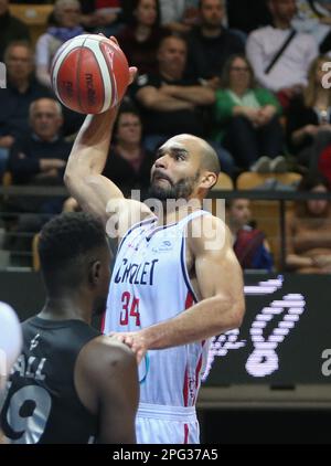 Trelaze, Frankreich. 20. März 2023. Perris Ellis von Cholet Basket während des French Cup, Top 8, Viertelfinale Basketballspiels zwischen LDLC ASVEL und Cholet Basket am 18. März 2023 in der Arena Loire in Trelaze, Frankreich. Foto: Laurent Lairys/ABACAPRESS.COM Kredit: Abaca Press/Alamy Live News Stockfoto