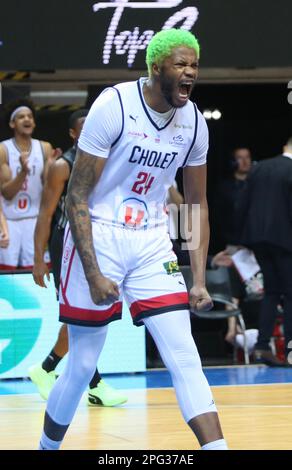 Trelaze, Frankreich. 20. März 2023. Während des French Cup, Top 8, Viertelfinale Basketballspiel zwischen LDLC ASVEL und Cholet Basket am 18. März 2023 in der Arena Loire in Trelaze, Frankreich. Foto: Laurent Lairys/ABACAPRESS.COM Kredit: Abaca Press/Alamy Live News Stockfoto