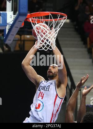 Trelaze, Frankreich. 20. März 2023. Perris Ellis von Cholet Basket während des French Cup, Top 8, Viertelfinale Basketballspiels zwischen LDLC ASVEL und Cholet Basket am 18. März 2023 in der Arena Loire in Trelaze, Frankreich. Foto: Laurent Lairys/ABACAPRESS.COM Kredit: Abaca Press/Alamy Live News Stockfoto