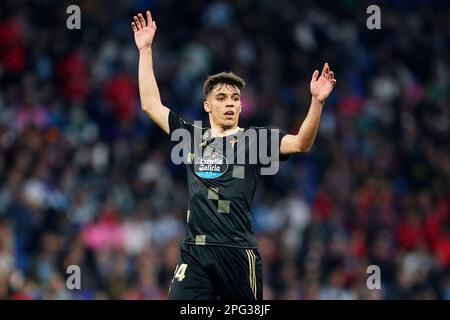 Gabri Veiga von RC Celta während des Spiels in La Liga zwischen RCD Espanyol und RC Celta de Vigo spielte am 18. März im RCDE-Stadion in Barcelona, Spanien. (Foto: Sergio Ruiz PRESSIN) Stockfoto