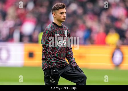 AMSTERDAM, NIEDERLANDE - MÄRZ 19: Francisco Conceicao von Ajax während des niederländischen Eredivisie-Spiels zwischen Ajax und Feyenoord in der Johan Cruijff Arena am Stockfoto