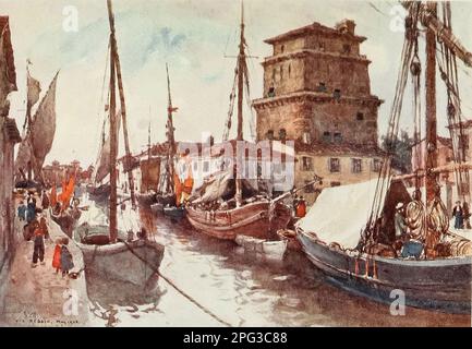 Harbour of Viareggio gemalt von Colonel Robert Charles Goff aus dem Buch ' Florence & Some Tuscan Cities ' von Clarissa Goff Veröffentlicht von A & C Black im Jahr 1905 Stockfoto