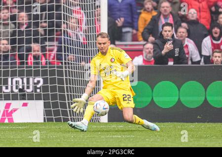 AMSTERDAM, NIEDERLANDE - MÄRZ 19: Torhüter Timon Wellenreuther von Feyenoord während des niederländischen Eredivisie-Spiels zwischen Ajax und Feyenoord bei Johan C. Stockfoto