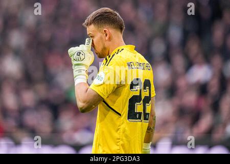 AMSTERDAM, NIEDERLANDE - MÄRZ 19: Torhüter Timon Wellenreuther von Feyenoord während des niederländischen Eredivisie-Spiels zwischen Ajax und Feyenoord bei Johan C. Stockfoto