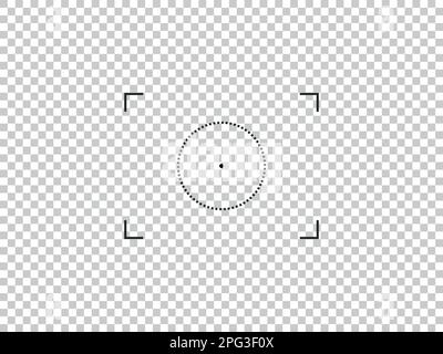 Logo-Vorlage mit kreisförmigem Zielsymbol für Fotokamera. Sucherbildschirm der Vektorkamera. Stock Vektor