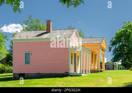 Kleidermacher-Shop. Genesee Country Village & Museum. Mumford, New York Stockfoto