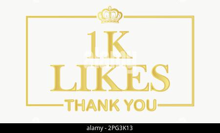 1K wie Dankeschön – Gold Social Media Post, Vector Illustration Abstract editierbares Bild Stock Vektor