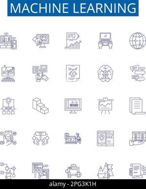 Symbole für maschinelle Lernspur sind eingestellt. Designkollektion aus Machine, Learning, Artificial, Intelligence, Neural, Netzwerke, Algorithmen, Vorhersagen Stock Vektor