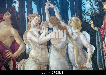 Die Primavera, also der Frühling, gemalt von Sandro Botticelli in den Uffizien in Florenz, Italien. Stockfoto