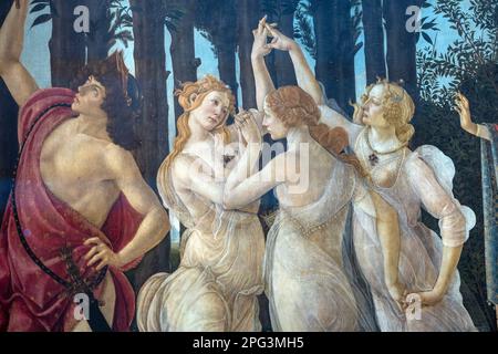 Die Primavera, also der Frühling, gemalt von Sandro Botticelli in den Uffizien in Florenz, Italien. Stockfoto