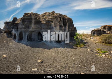 Blick auf die geschichtete Stadt (Antigua rofera de Teseguite), eine natürliche Touristenattraktion auf der Kanarischen Insel Lanzarote, Spanien. Stockfoto