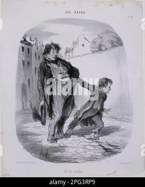 Les Papas: UN fils Modèle 1847 von Honore Daumier Stockfoto