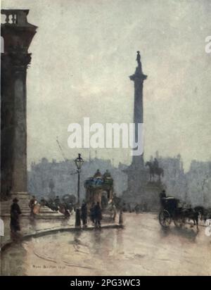 Nelson's Column und Portico of St. Martin's-in-the-Fields Aquarell gemalt von Rose Barton aus dem Buch " Vertrautes London " Veröffentlicht 1904 von A. and C. Black in London Stockfoto