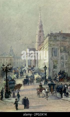 St. Martin's-in-the-fields-Aquarell gemalt von Rose Barton aus dem Buch " vertrautes London " Veröffentlicht 1904 von A. and C. Black in London Stockfoto