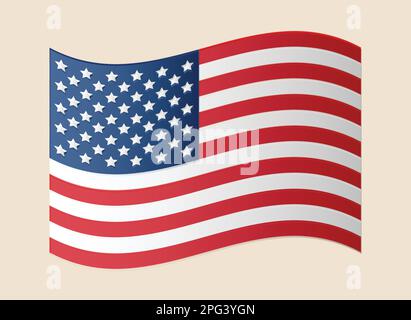 Wellenflagge der Vereinigten Staaten von Amerika. Stock Vektor