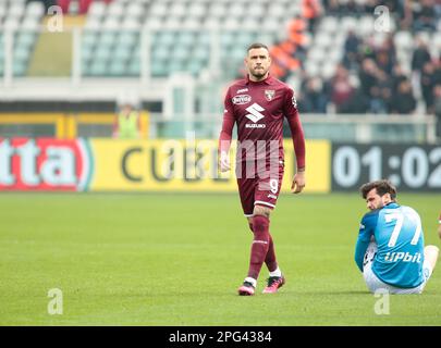 Antonio Sanabria vom Turin FC während des Fußballspiels der Italienischen Serie A zwischen dem Turin FC und SSC Napoli am 19. März 2023 im Stadio Olimpico Grande T. Stockfoto