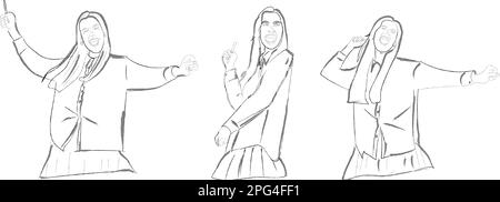 Eine Frau tanzt in einem Büro-Storyboard Stock Vektor