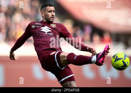 Turin, Italien. 19. März 2023 Antonio Sanabria vom Turin FC in Aktion während des Fußballspiels der Serie A zwischen dem Turin FC und SSC Napoli. Kredit: Nicolò Campo/Alamy Live News Stockfoto