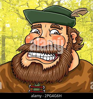 Kunstdarstellung von Little John aus dem Mittelalter, Englisch, Legende von Robin Hood. Little John war einer von Robins fröhlichen Männern in Sherwood Forest. Stockfoto