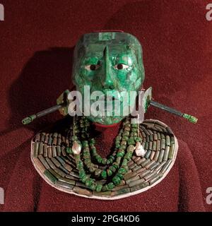 Mayan Jade Tod Gesichtsmaske von König Pakal, Palenque, Mexiko. Stockfoto