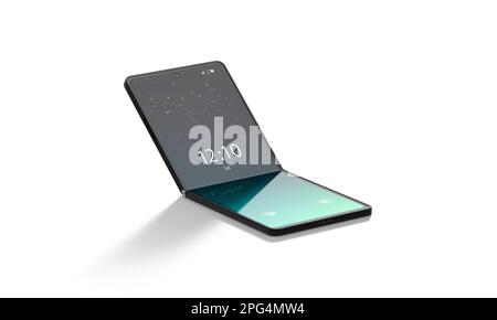 Leer aktiviert die Anzeige des flexiblen Chamshell-Telefons mit halb gefaltetem Modell Stockfoto