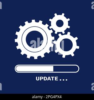 Symbol "Prozess aktualisieren". Fortschritt des Upgrades oder Neuladens des Systems. Software-Änderung, Symbol für Setup-Programm. Technologie und recyceln anständige Vektorzeichen Stock Vektor
