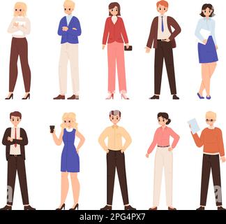 Geschäftsleute in Anzügen, Teenager-Geschäftsleute. Diversity Professional Office Manager, junge Erwachsene Kollegen Gruppe. Flacher Unternehmer, eng anliegend Stock Vektor