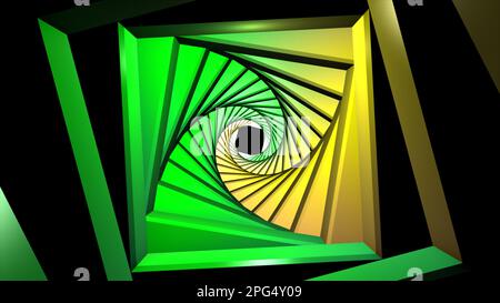 Abstrakter Hintergrund. Tunnel glühender Bögen. 3D Render.abstrakter Tunnel, Drahtmodell 3D-Fläche. Abbildung: 3D-Tunnel mit Quadraten. Stockfoto