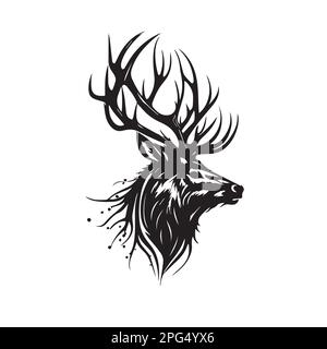 Buck-Deer-Logo, „Awesome & Simple Vector of Buck Deer“, „Great for Your Hunting“-Logo, Aufkleber und Aufkleber. EPS 10 Stock Vektor