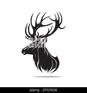Buck-Deer-Logo, „Awesome & Simple Vector of Buck Deer“, „Great for Your Hunting“-Logo, Aufkleber und Aufkleber. EPS 10 Stock Vektor