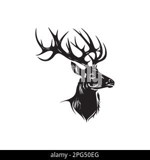 Buck-Deer-Logo, „Awesome & Simple Vector of Buck Deer“, „Great for Your Hunting“-Logo, Aufkleber und Aufkleber. EPS 10 Stock Vektor