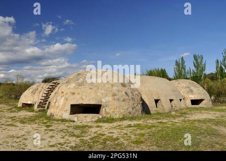 Blockhaus 13, große Bunker aus dem Spanischen Bürgerkrieg (1936-39) in Colmenar de Arroyo, Madrid. Stockfoto