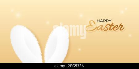 Frohes Osterbanner mit Cartoon-Kaninchenohren. Stock Vektor