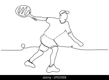 Der Tennisspieler fängt den Aufschlag in einer Reihe auf weißem Hintergrund. Stock Vektor