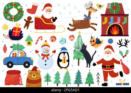Süßes Weihnachtsset. Doodle Winter Objects Kollektion Stock Vektor